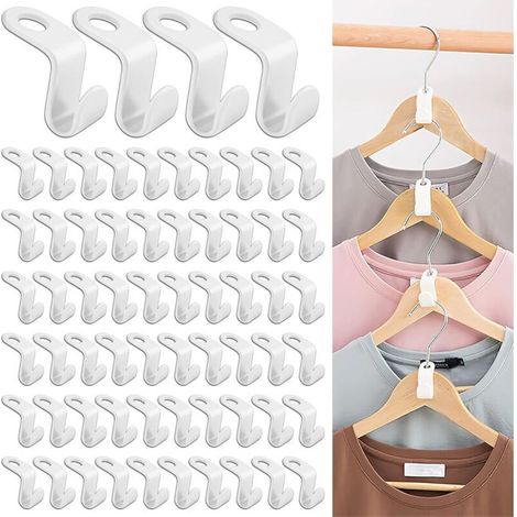 64 Pcs Hanger Hooks, Extension Clip, Space Saving Connector Hooks Mini Cascading Hangers Closet Organizer Space Saving (White) (1/5)