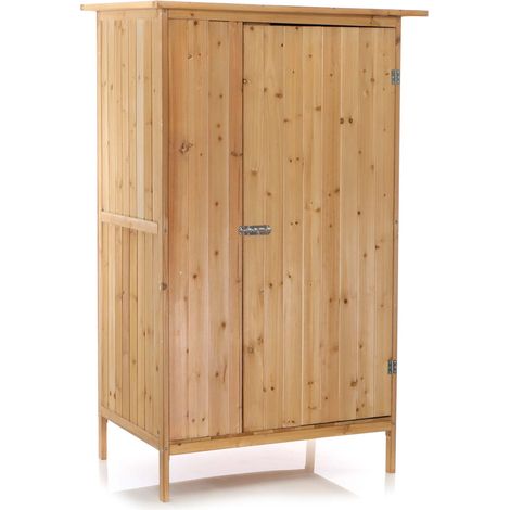 Wiltec Armadio da giardino a un'anta in legno Capanno degli attrezzi per esterno 92 x 57 x 154 cm (1/5)