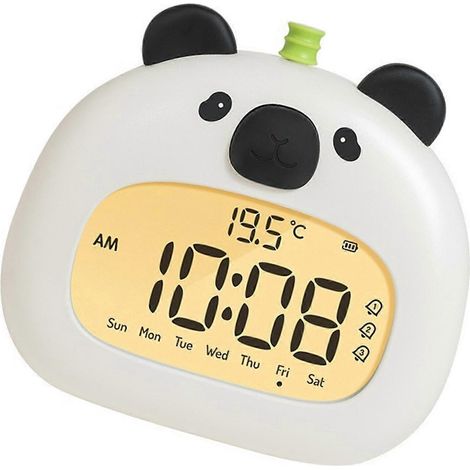 Réveil numérique en forme d'animal de dessin animé, assistant de gestion du temps pour enfants, minuteur rechargeable par USB, 5 mélodies au choix, panda coloré. (1/5)
