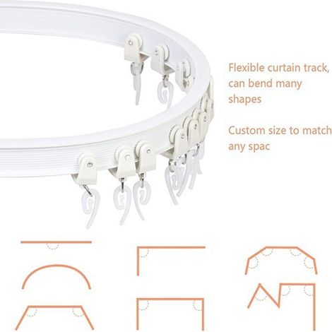 Voie courbe en acier plastique en forme de U de 3,5 mètres, voie en forme de L, rail de guidage flexible et silencieux. (1/5)