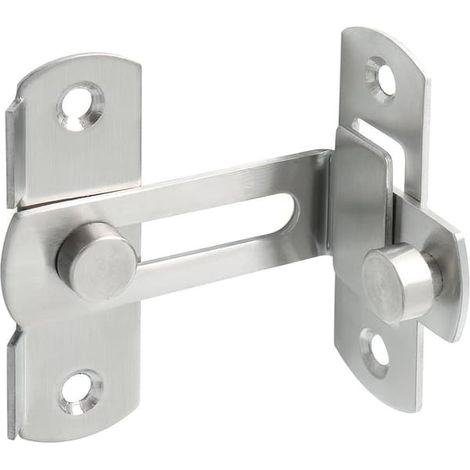 Verrou de porte coulissante, verrou de trappe, loquet, verrou de portail, pêne inclinable à 90 degrés avec vis pour porte, fenêtre et jardin, finition acier inoxydable brossé (1/3)