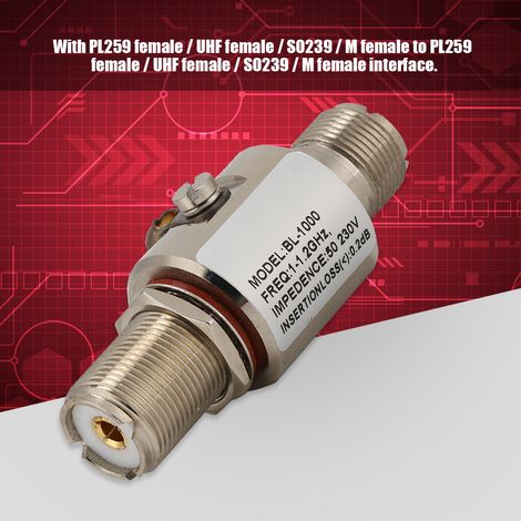 Parafoudre BL-1000 200W 1-1.2GHz avec Connecteurs PL259 Femelle, UHF Femelle, SO239 et M Femelle (1/5)