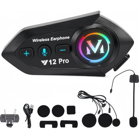 Haut-parleurs 5,4 pouces pour casque de moto, autonomie exceptionnelle, kit mains libres Bluetooth avec micro souple/rigide, étanchéité IPX6, réponse automatique, réduction intelligente du bruit (1/5)
