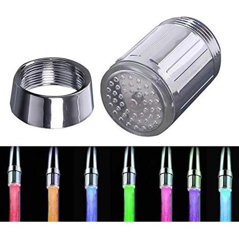 Faucet Aerator and Flow Limiter, Multi-Color LED Water Faucet, Color Changing Faucet, Shower Head, Faucet Filter, Battery Operated (7 Colors) - (1/5)