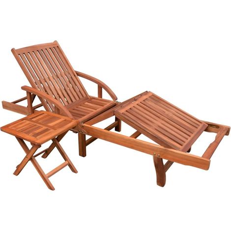 Tumbona ajustable con mesita madera maciza de acacia vidaXL (1/2)