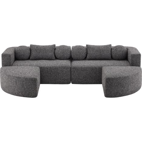 Sofá cama modular de chenilla negro 292 x 165 x 68 cm sin montaje (1/5)