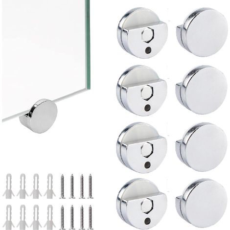 Fixation Miroir Support Miroir en Alliage de Zinc Pinces Rondes pour Miroir Pince de Verre Montage Mural en Verre sans Cadre Fixation Miroir Mural pour Salle De Bains Salon Lieux Publics (1/5)