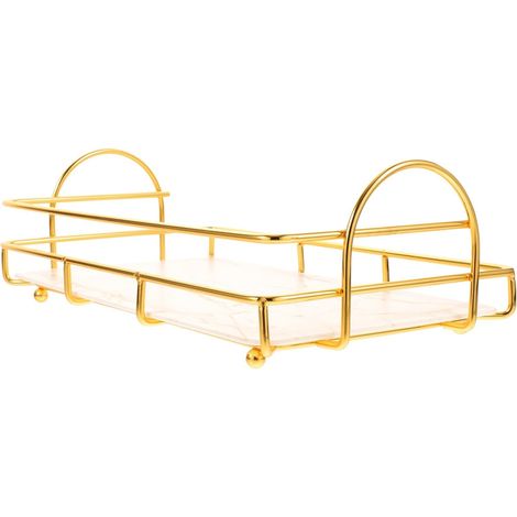 Étagère de rangement cosmétique à poser sur le comptoir de la salle de bain, en métal blanc doré à un niveau