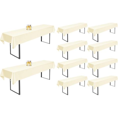 10x Biertisch Hussen Beige 110x260cm Waschbar für 50/70cm Tische