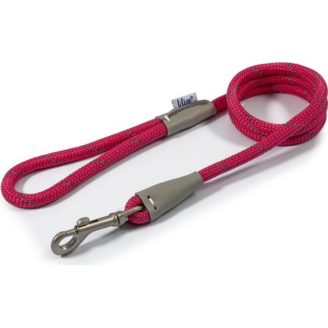 Laisse réfléchissante en Cuir véritable Rose 107 x 1 cm (1/5)