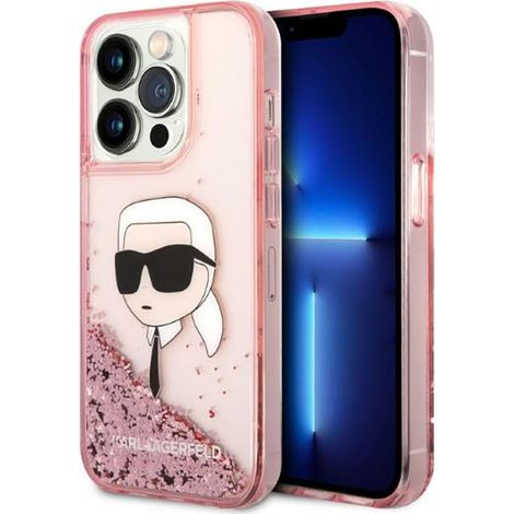 Karl Lagerfeld Liquid Glitter NFT Karl's Head - iPhone 14 Pro Hülle (Pink) (1/5)