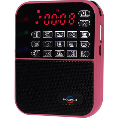 (Rose) Radio de poche Super Bass avec Bluetooth, radio AM/FM et autres fonctions, batterie 2000 mAh.