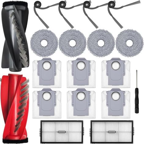 Accessoires pour Roborock Saros 10R, JKOISL 1 brosse rouleau principale, 6 sacs poussire, 4 brosses latrales, 2 filtres, 4 serpillres, pices de rechange pour robot aspirateur (1/5)