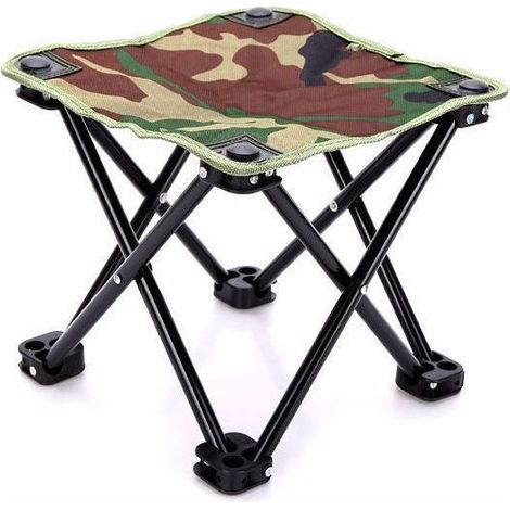 Chaise de pêche pliante légère avec sac de rangement (petit camouflage), tabouret pliant chaise pliante d'extérieur, tabouret de barbecue léger, convient pour la pêche en plein air, les pique niques (1/5)