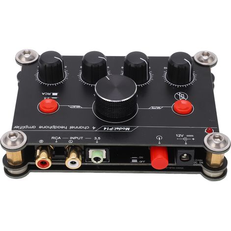 Kopfhörerverstärker, 4-Kanal-Audio-Leistungsverstärker-Platinenmodul, unabhängige Lautstärkeregelung, 100–240 V, EU-Stecker (1/5)