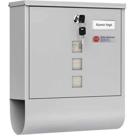 Lockable door mailbox – wall-mounted model with window and nameplate – residential and office use, Grey (1/5)