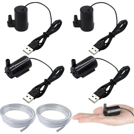 4 Pièces Pompe Eau Submersible, 2,5-6 V, Débit 2-3 L/min, Silencieuse Pour Aquarium, Fontaine (1/5)
