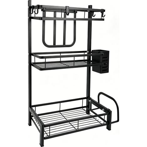 Rangement sous Évier,Etagère De Rangement sous Évier Étagère 3 Niveaux Matériau en Acier au Carbone épaissi,tagère à Épices avec Porte-ustensiles (1/5)