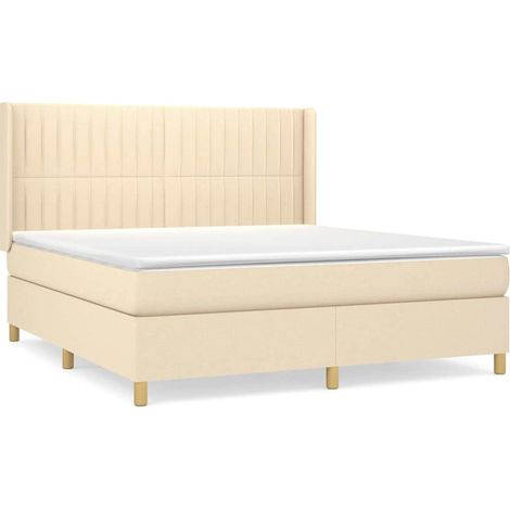 Maison Exclusive - Cama box spring con colchón tela color crema 1 (1/5)