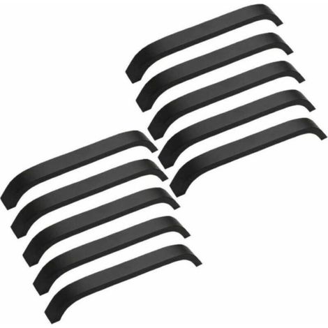 Lot de 10 Poignées de Meuble Cuisine Noires Poignées de Placard Porte Cuisine Meuble Placard Entraxe 160mm