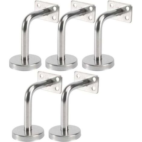 Lot de 5 Support Main Courante Inox - Murale Supports de Main Courante pour Escalier Exterieur Intérieur, Rampe Escalier Bois, Rail D'escalier (6x8x5cm/2.7x3.1x2.0in) (1/5)