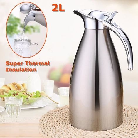 Bouteille Thermos Isotherme - Inox - 2000ML - Chaud et Froid - Facile à Nettoyer - Mixte