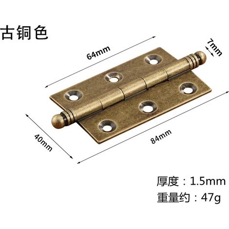 (T3603 Bronze 64 mm) 4 charnières de porte en laiton antique pour meubles, armoires, tiroirs et boîtes en bois. (1/5)
