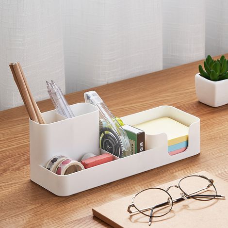 Multifunktionale Aufbewahrungsbox für Schreibwaren, Büroorganizer aus Kunststoff mit praktischen Fächern zur Aufbewahrung von Collagen, Aufbewahrungsbox für Studentenwohnheim/Arbeitszimmer