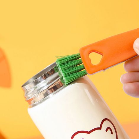 Mini brosse de nettoyage pour tasses en forme de carotte, brosse multifonctionnelle 3 en 1 pour nettoyer les rainures des couvercles de bouteilles, idéale pour la cuisine. (1/5)