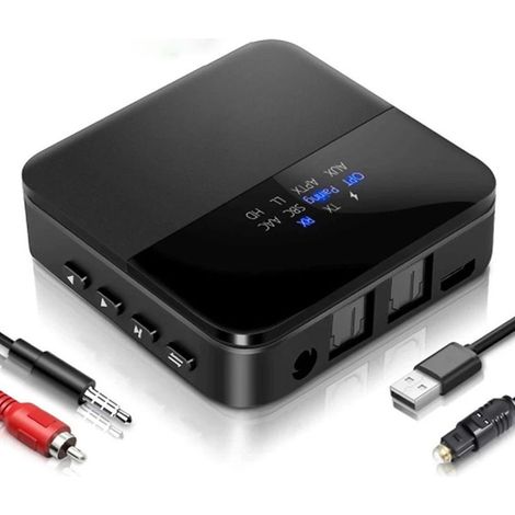 Emetteur et Recepteur Bluetooth 5.0, Bluetooth Adaptateur Audio Transmetteur Optique Digital et Adaptateur RCA Audio 3.5mm, Affichage d'état LED, Double Appairage, 20M Distance (1/5)