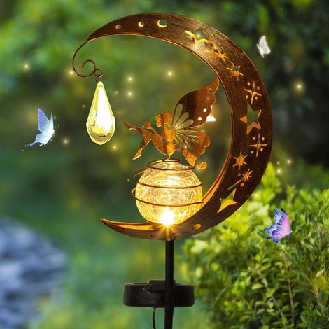 Decorazione da giardino "Sunshine Smile" per prato, luci solari da giardino a forma di luna, luci solari da esterno, sfere di vetro a LED per giardino (1/5)