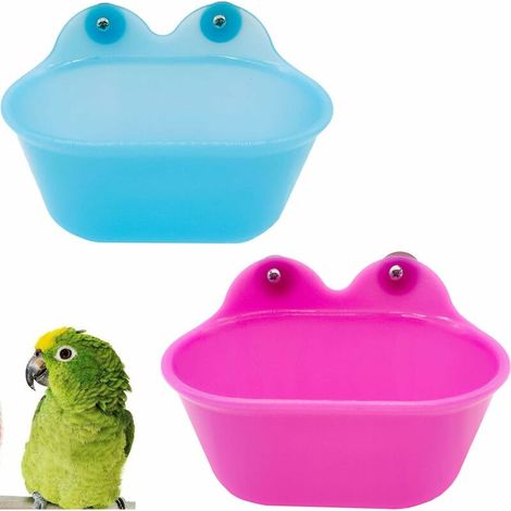 Baignoire d'Oiseau Cage Mangeoire Multifonctionnelle Bird Bathtub - 2 Pcs Accessoires de Cage à Oiseaux Bassin Cage de Perroquet Boîte de Bain Suspendue pour Petits Oiseaux, Pinson, Canari, Perroquet (1/5)