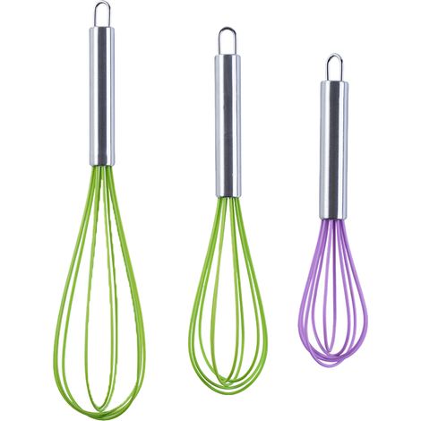 Fouet En Silicone - Acier Inoxydable - Cuisine Pâtisserie Sauce - Lot De 3 (1/5)