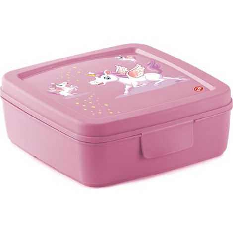 Snips Einhorn Sandwich-Box Rosa  Lebensmittelbehälter für Kinder  0,5 L  14,5x14,5x5,5 cm  0% BPA  Made in Italy
