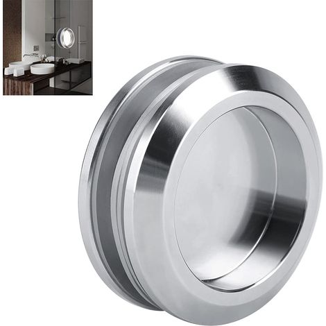 Poignée Porte Coulissante, Poignée Porte Rondes, 58mm Poignées Encastrées, en Acier Inoxydable, à Visser pour Portes Coulissantes, Portes de Chambre et Tiroirs (1/5)