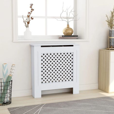 Cache-radiateur - Couvre Radiateur - Revêtement de Radiateur pour Maison MDF Blanc 78 cm -BonneVie21232 (1/5)
