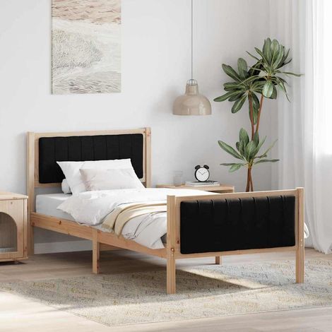 Bed frame Brown and black 90 x 200 cm Solid pine wood vidaXL (1/5)