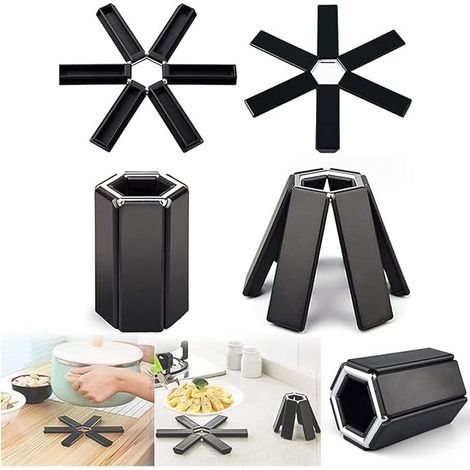 Tapis isolant thermique pliable et créatif, set de table antidérapant et isolant, tapis isolant pliable pour la cuisine, dessous de plat extensibles pour casseroles et poêles, accessoires de cuisine ( (1/5)