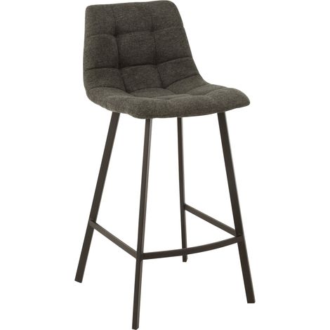 Chaise de bar en métal noir et textile gris 47x43x95 cm (1/5)