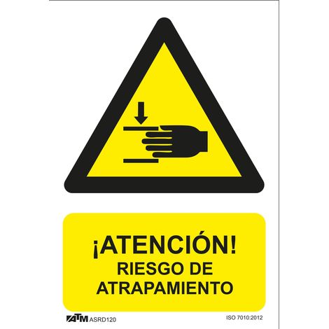 Cartello di pericolo bancomat con rischio di intrappolamento in PVC, dimensioni 30x20 cm.