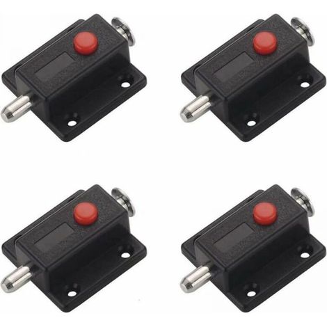 Loquet de porte et de fenêtre - Verrou coulissant de sécurité à bouton-poussoir à ressort automatique - Lot de 4 - Noir
