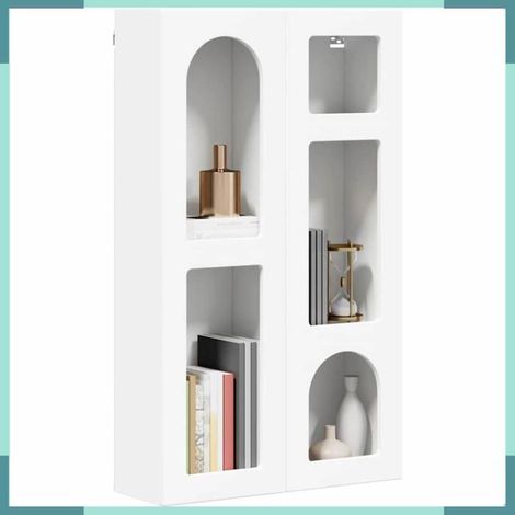 Armoire suspendue - 891364 - Bois d'ingénierie blanc - 59 x 20 x 100 cm - 5 étagères (1/5)