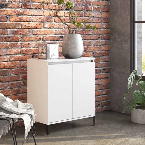 Aparador de madera contrachapada blanco 60x35x70 cm (1/4)