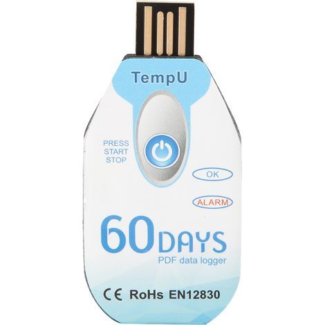 Enregistreur de données de température à usage unique, rapport PDF, port USB, 10 000 points (1/5)
