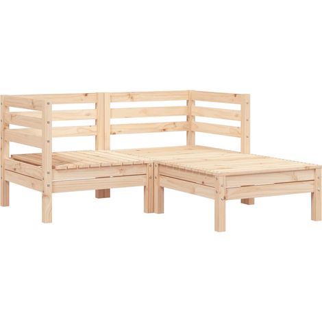 Maison Exclusive - Gartensofa 2-Sitzer mit Hocker Massivholz Kief (1/5)