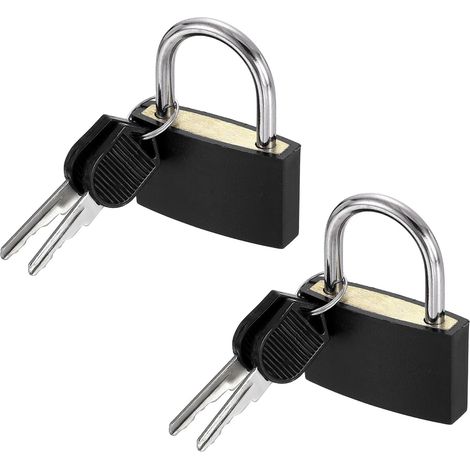 Lot de 2 petits cadenas de 4,5 cm avec clés de 5,1 cm de long, recouverts d'ABS en laiton massif, antirouille et étanche, pour sac à dos, casier, armoire, boîtes, noir (1/5)