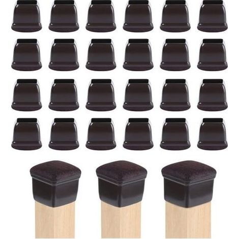 24 pcs Pieds de Chaise Silicone 14-19mm Protege Pied de Phaise,Plaquettes Pieds Meubles Chaise,Housses de Table Antidérapantes pour Meubles,Protections Bois pour Pieds de Meubles Marron Foncé Carré (1/5)