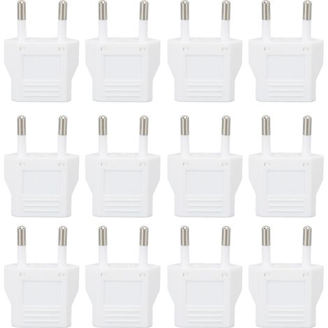 Lot de 12 adaptateurs de prise européenne pour voyage, boîtier en polycarbonate, convertisseur de prise européenne 110-250 V