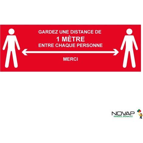 Panneau Distance de sécurité 1m - Rouge - spécial sol - 450x150 mm - 4007373