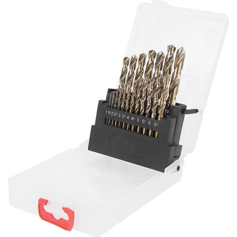 19-teiliges Spiralbohrer-Set M35 Kobalt für Edelstahl, Metall und Holz (1–10 mm)